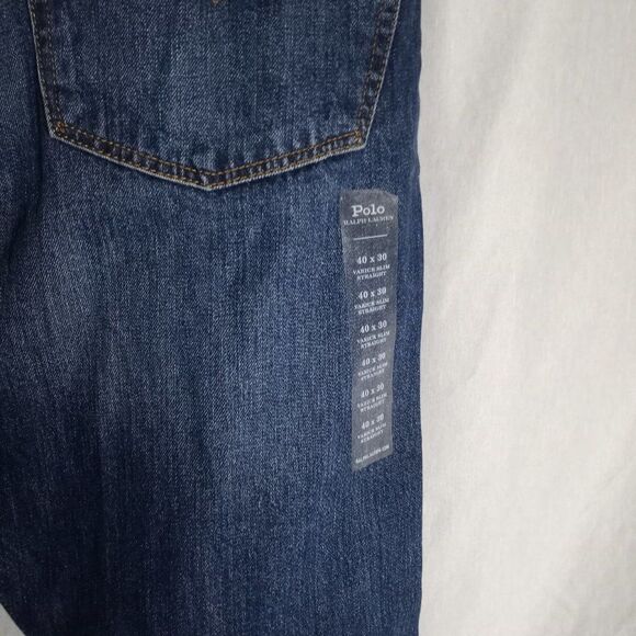 Polo Ralph Lauren The Varick Slim Straight Leg Men's Dark Wash Jeans 40x20 NWT - Picture 8 of 13